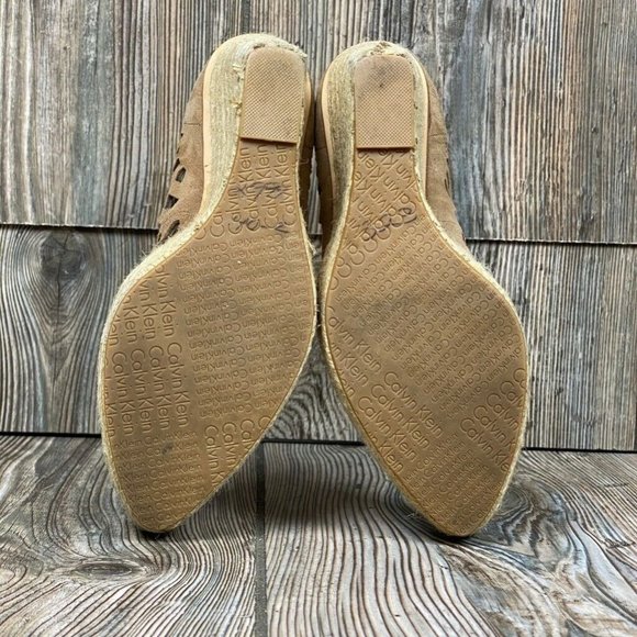 Calvin Klein Suede Espadrille Wedge Heels Sandals - Picture 7 of 10